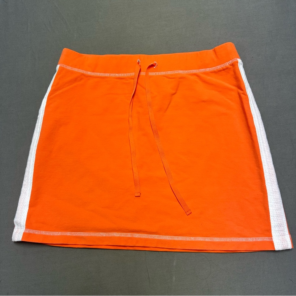 Loft Women’s Orange Stretchy Athletic Skirt with White Mesh Side Stripe Size M